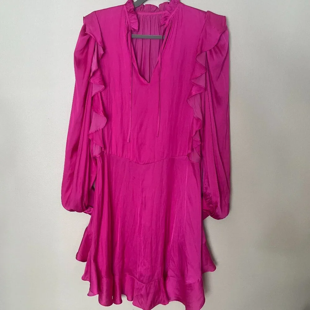 Zadig & Voltaire Ruins Satin Dress, high lowPink, Size Small EUC - Picture 9 of 14